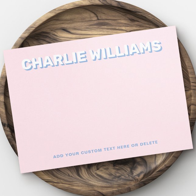 Carte pour notes moderne blanc rose clair (Modern light pink flat blank notecards)