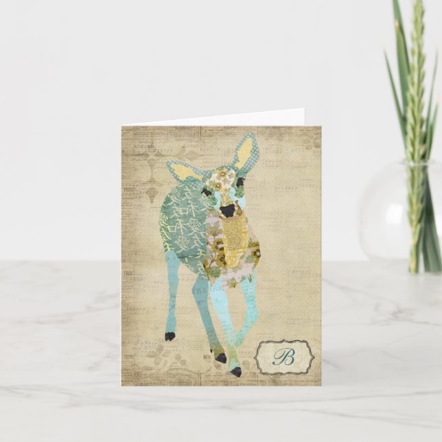 Carte pour notes Monogramme de cerf le plus cher d (Devant)