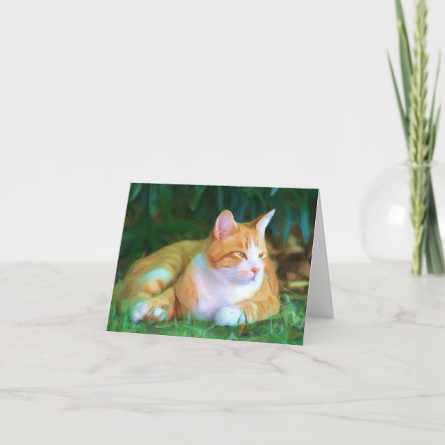 Carte pour notes orange de chat tigré (Devant)