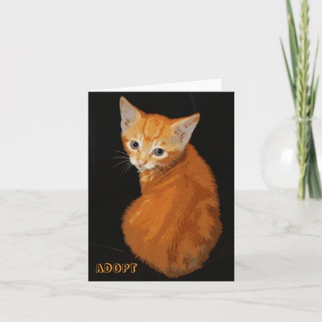 Carte pour notes orange de chaton (Devant)