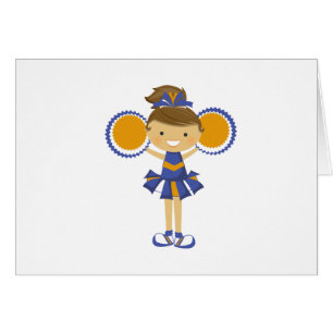 Carte pour notes orange et bleu de pom-pom girl