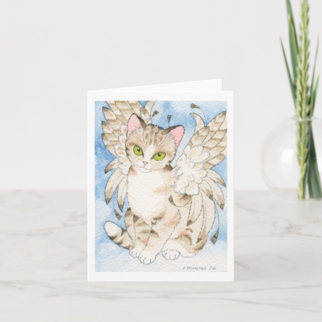 Carte pour notes personnalisable d'ange de chat (Devant)