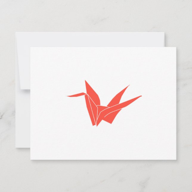 Carte pour notes plat de la grue Origami rouge (Devant)