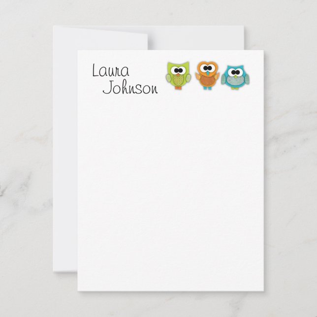 Carte pour notes plat de Owl (Devant)
