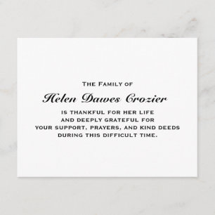 Carte pour notes plat de perte et de sympathie