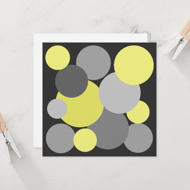 Carte pour notes Pois jaune et gris (Devant/Arrière en situation)