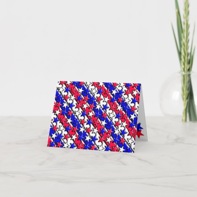 Carte pour notes rouge, blanc et bleu, rayures et  (Devant)