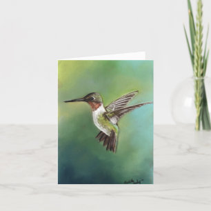 Carte pour notes Throated rouge d'art d'oiseau de