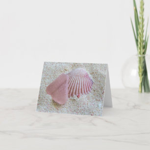 Carte pour notes - Verre de mer rose et coquillage