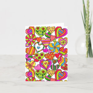 Carte pour notes vide de coeurs heureux
