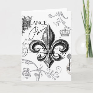 carte pour notes vintage Fleur de Lis