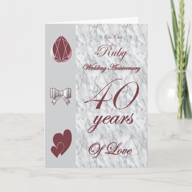 Carte Pour notre anniversaire de mariage rubis (Devant)