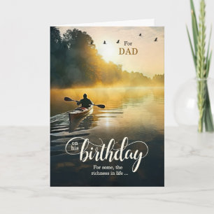 Carte Pour papa à son anniversaire en kayak sur le lac