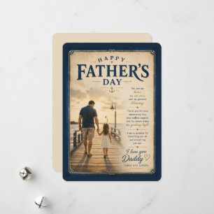 Carte pour papa de style nautique vintage