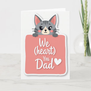 Carte pour papa : Nous t'aimons, petit chat gris