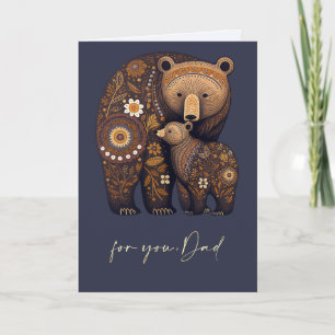 Carte Pour papa sur Fête des pères mignonne ours Folk Ar