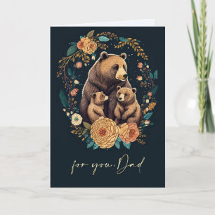 Carte Pour papa sur Fête des pères mignonne ours Folk Ar
