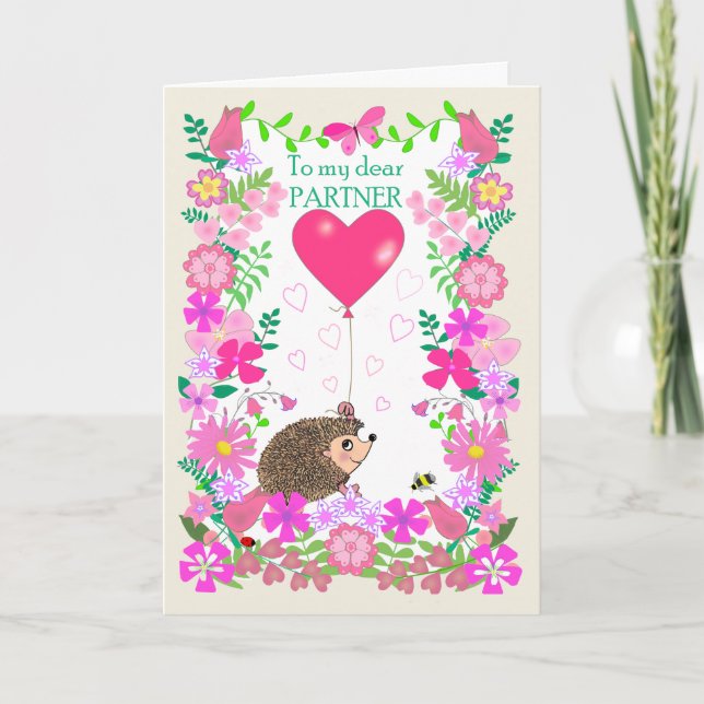 Carte Pour partenaire de la Saint-Valentin avec un héris (Devant)