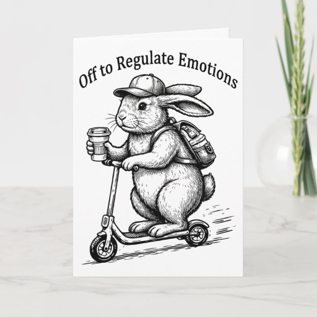 Carte Pour réguler les émotions drôle de lapin Bunny Sco (Devant)