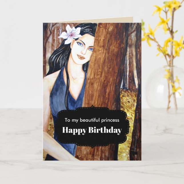 Carte Pour sa fille d'anniversaire dans la peinture fore (Fleur jaune)