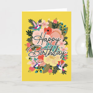 Carte Pour ses Fleurs et Humming Birds Birthday Card