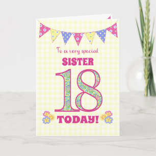 Carte Pour Soeur 18e Anniversaire Primrose et Bunting Ca