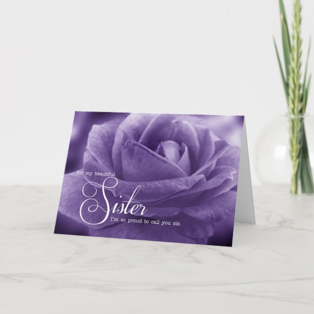 Carte pour Soeur de Frère Puple Rose Fête des Mères (Devant)
