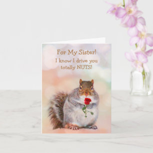 Carte Pour Soeur Funny Squirrel Anniversaire