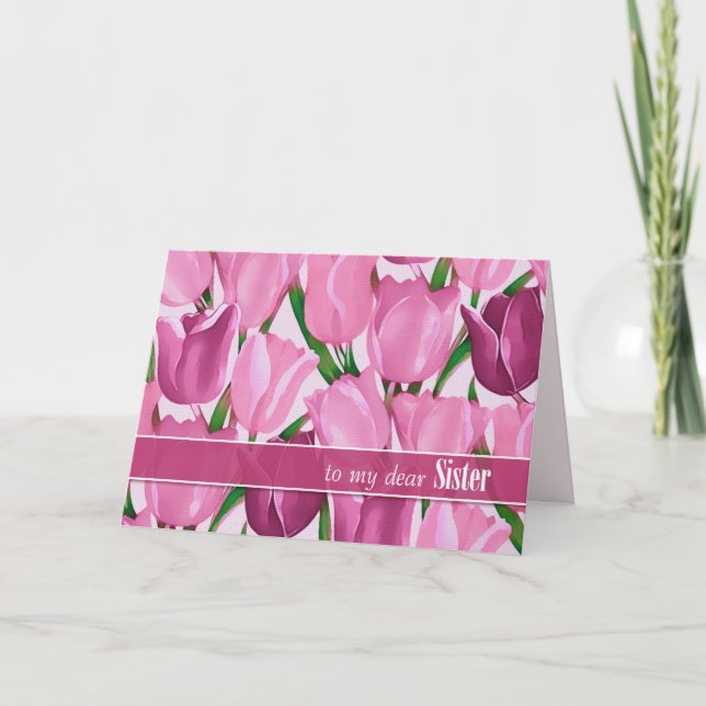 Carte Pour Soeur sur la fête des Mères Tulipes peinture (Devant)