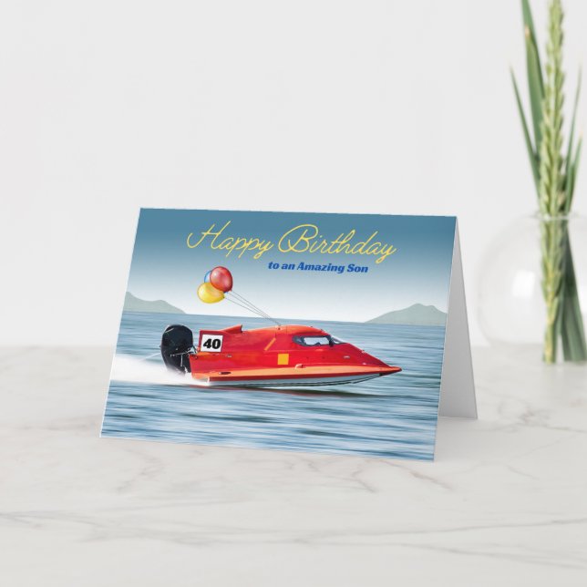 Carte Pour son 40e anniversaire avec bateau haute perfor (Devant)