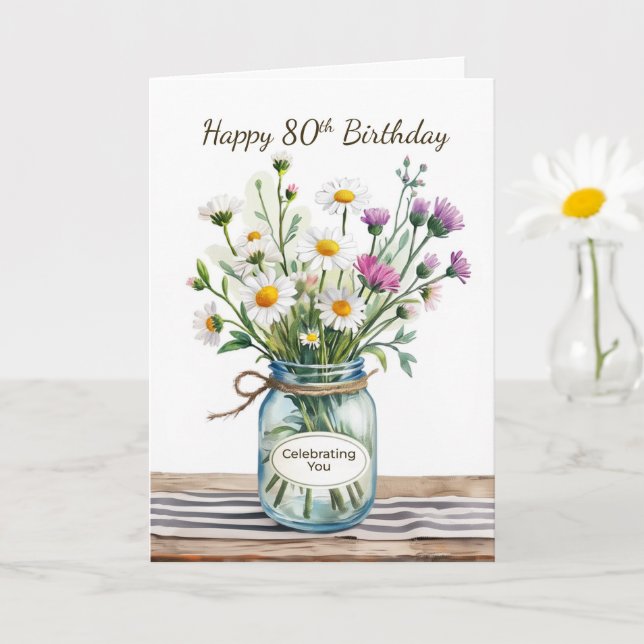Carte Pour son 90e anniversaire Célébrant Vous Fleurs sa (Petite plante)