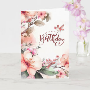 Carte pour son anniversaire Botanique avec Magnolias pêc