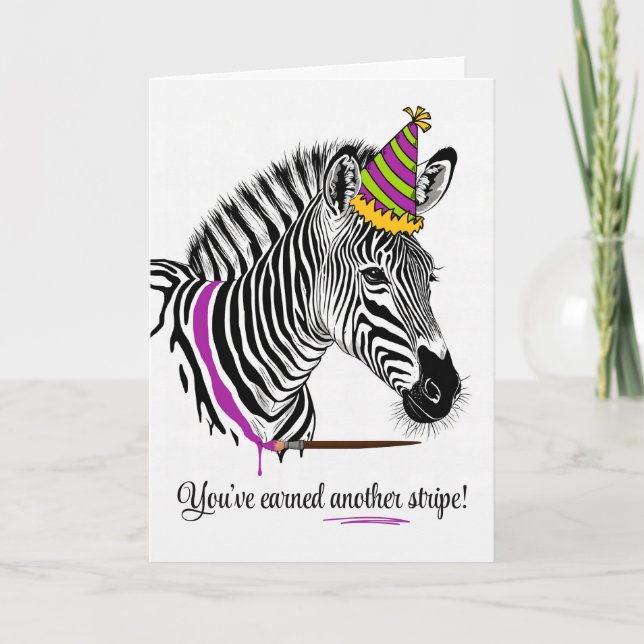 Carte Pour son anniversaire Zebra en Casquette de fête l (Devant)