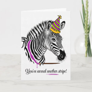 Carte Pour son anniversaire Zebra en Casquette de fête l