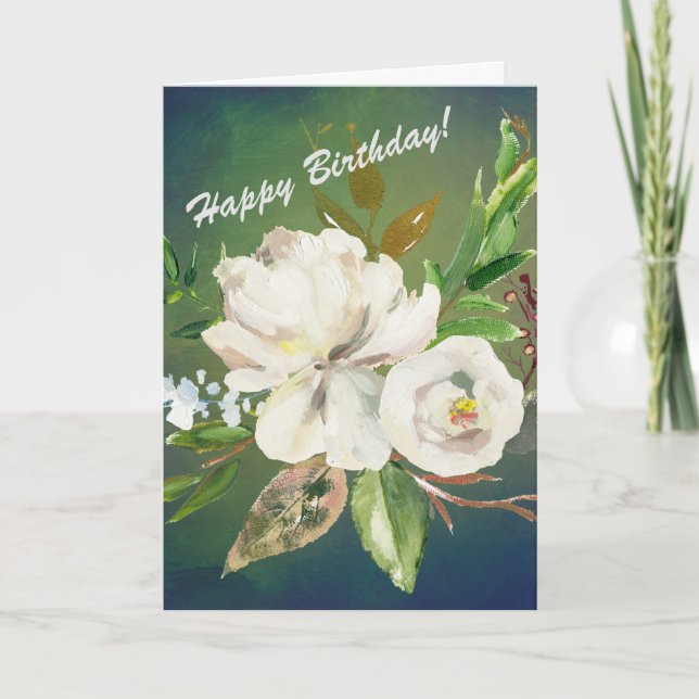 Carte POUR SON Joyeux anniversaire avec de jolies fleurs (Devant)