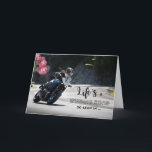 Carte Pour son Motorcycle à thème Anniversaire sur courb<br><div class="desc">La vie est une route sinueuse si maigre ... et serrer chaque courbe à un anniversaire très heureux. Carte d'anniversaire à thème pour moto pour elle avec une femme motocycliste sur une courbe dans la route. Des ballons de couleur rose sont fixés à la moto pour une image festive. Copyright...</div>
