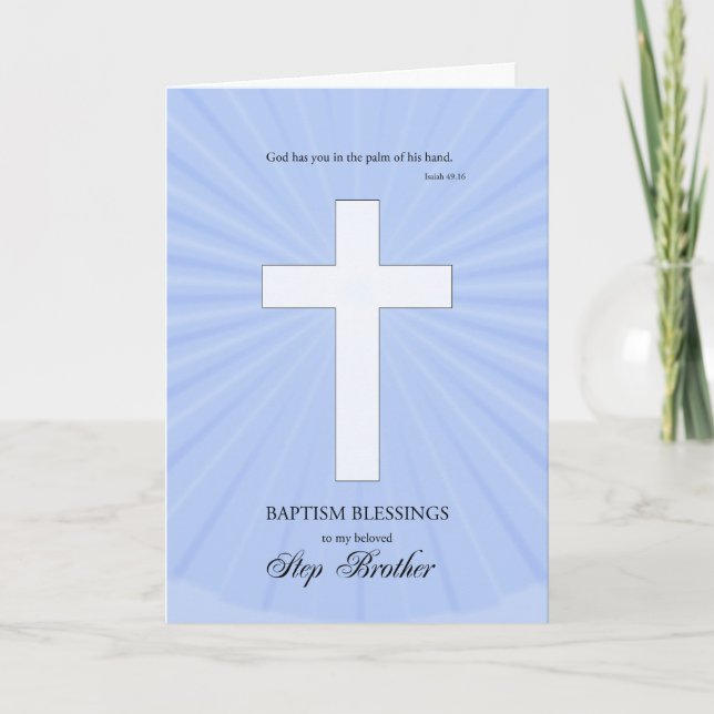 Carte Pour Step Brother Baptism, Croix brillante (Devant)