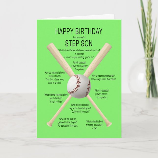 Carte Pour step son fils, anniversaire de baseball blagu (Devant)