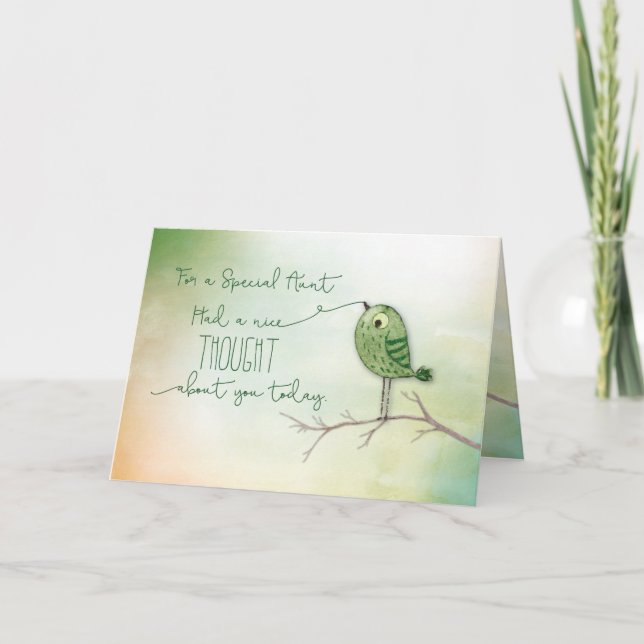 Carte Pour tante Bird sur une branche Nice Pensée de vou (Devant)