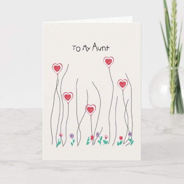 Carte pour Tante sur Saint Valentin Coeurs & Fleur (Devant)