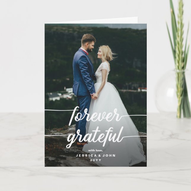 Carte Pour toujours Grateful Rustic 2 Mariage photo Merc (Devant)