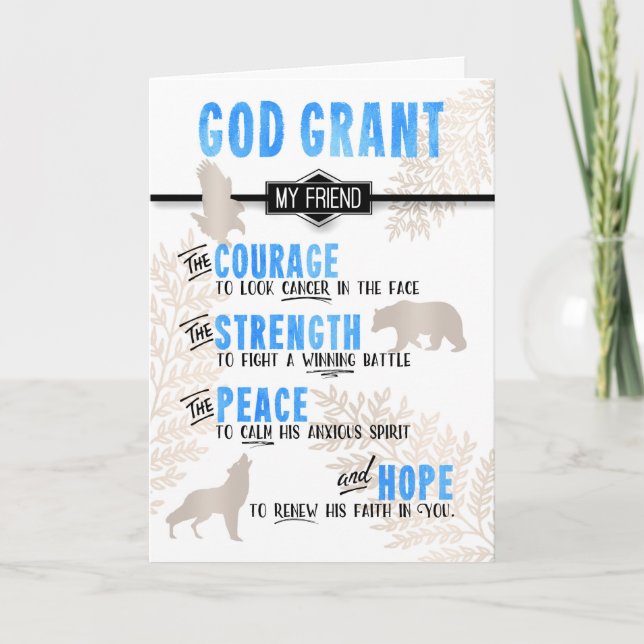 Carte pour un ami masculin combattant le cancer Prière b (Devant)