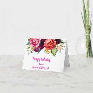 Carte Pour un Ami spécial Roses Rose Jaune Anniversaire