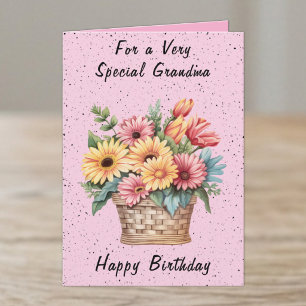 Carte Pour une grand-mère très spéciale fleurs roses ann