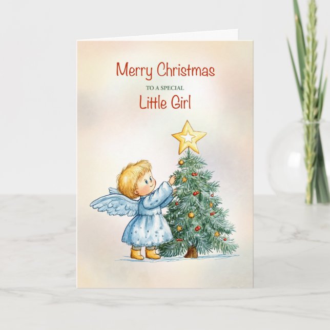 Carte Pour une petite fille spéciale Ange de Noël Douce (Devant)