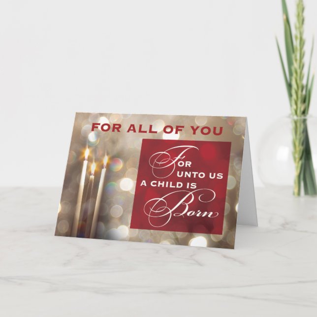 Carte Pour vous tous Chandelles de Noël Enfant est né (Devant)
