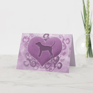 Carte pourpre de Saint-Valentin de Coonhound de