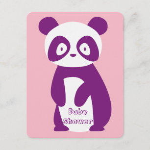 Carte pourpre d'invitation de baby shower de panda