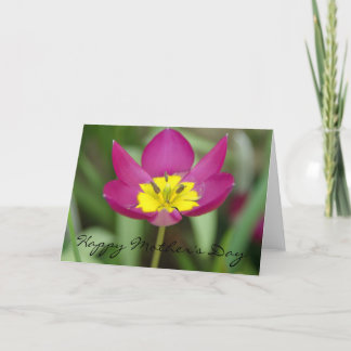 Carte pourpre et jaune du jour de mère de fleur