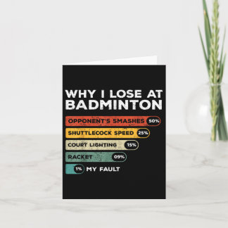 Carte Pourquoi je perds chez Badminton Funny